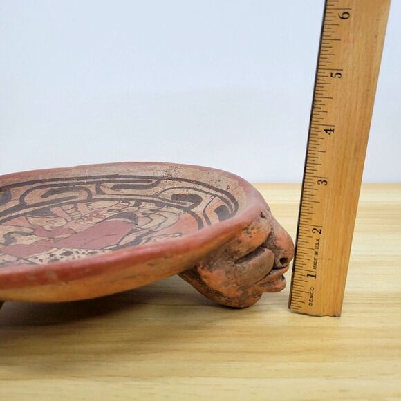 Mesoamerican-Style Terracotta Tripod Bowl – Face Motif – 8" - Picture 9 of 12